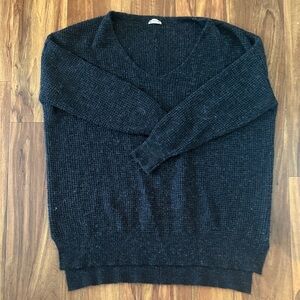 Free People Oversized Knit Sweater in Charcoal Grey